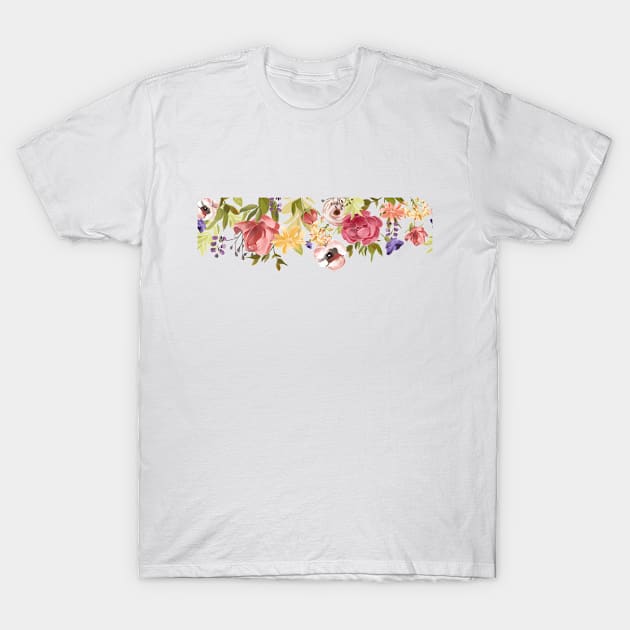 Pink Floral Flower Drop T-Shirt by ColorFlowCreations